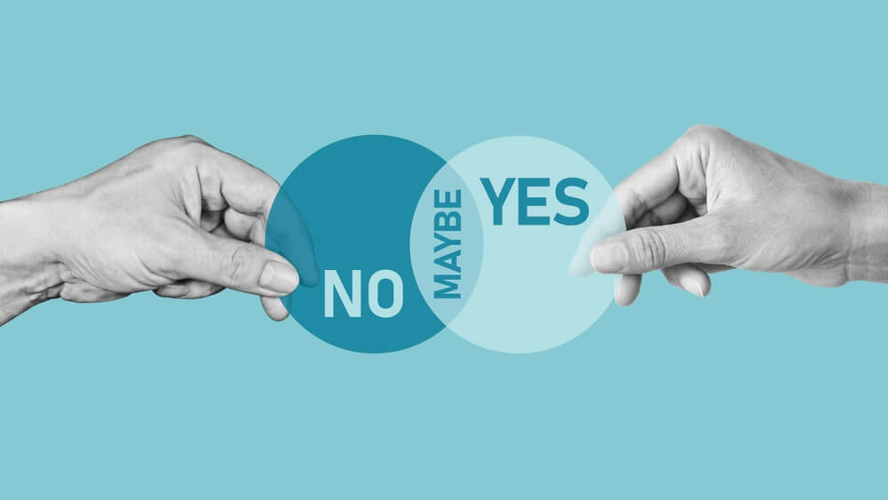 concept image of making a yes no or maybe decision